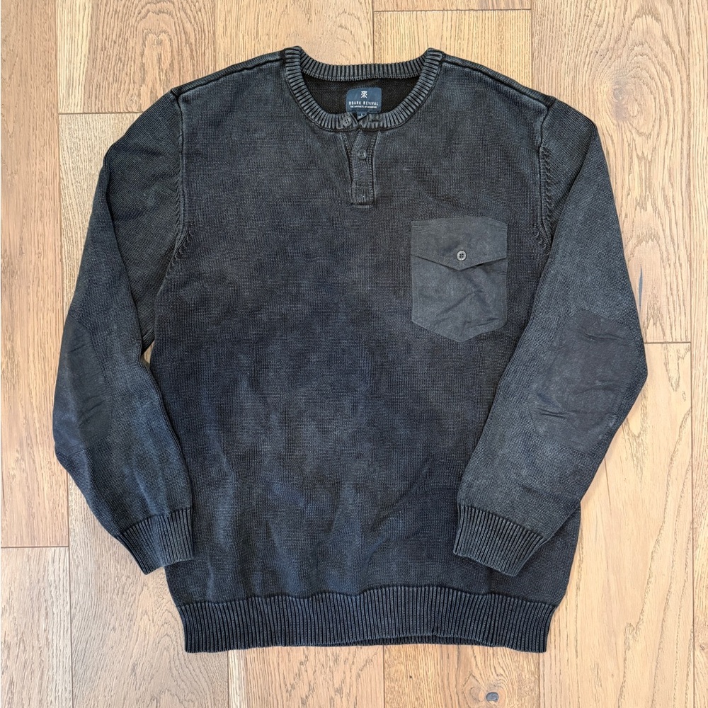 Roark Black Crewneck Sweater with Pocket
